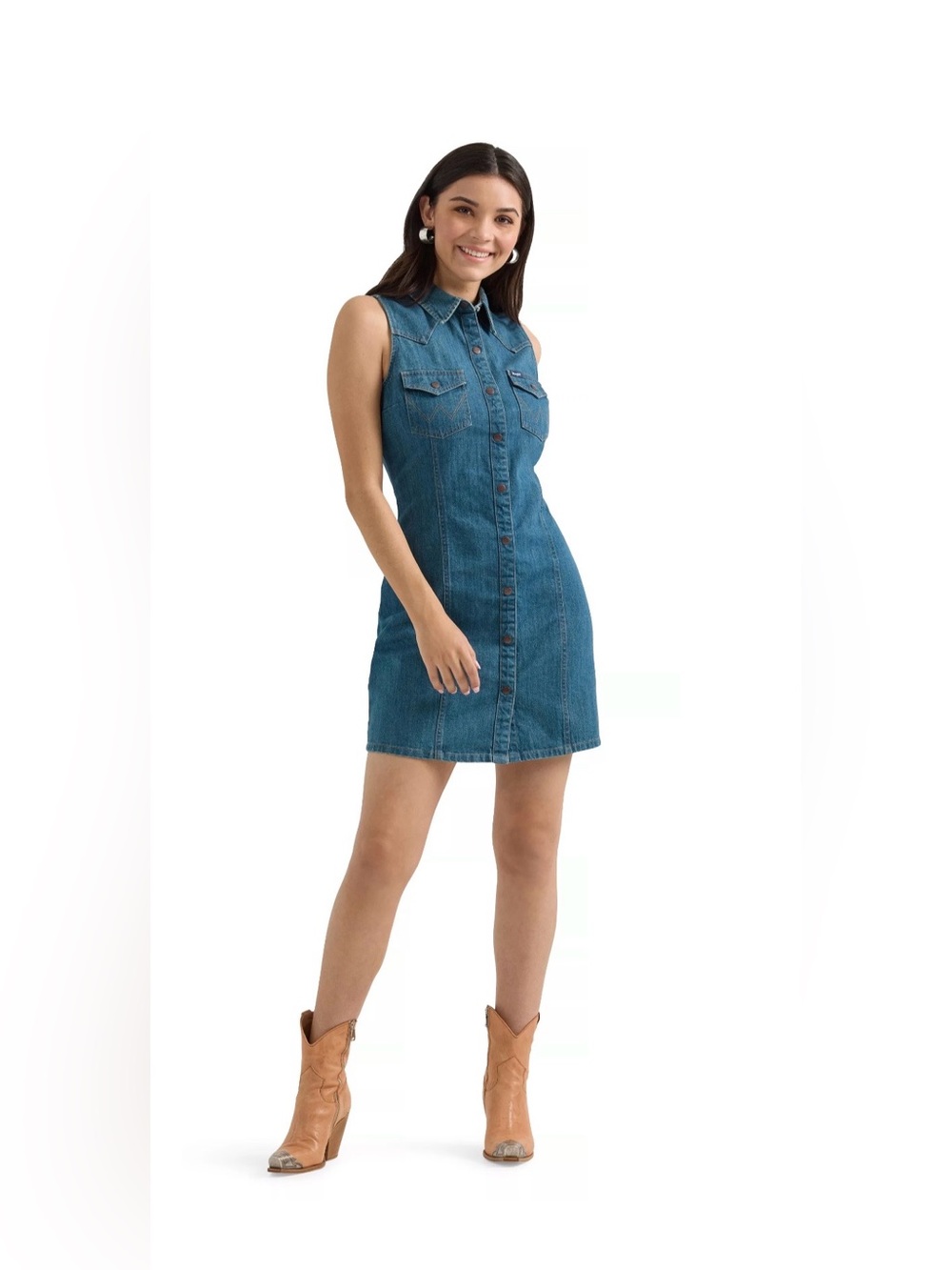 NWT Wrangler Women's Sleeveless Western Snap Shirt Dress